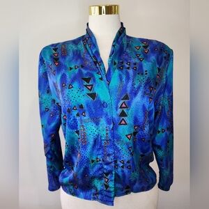 Vintage Pappagallo Abstract Button-Up Blouse